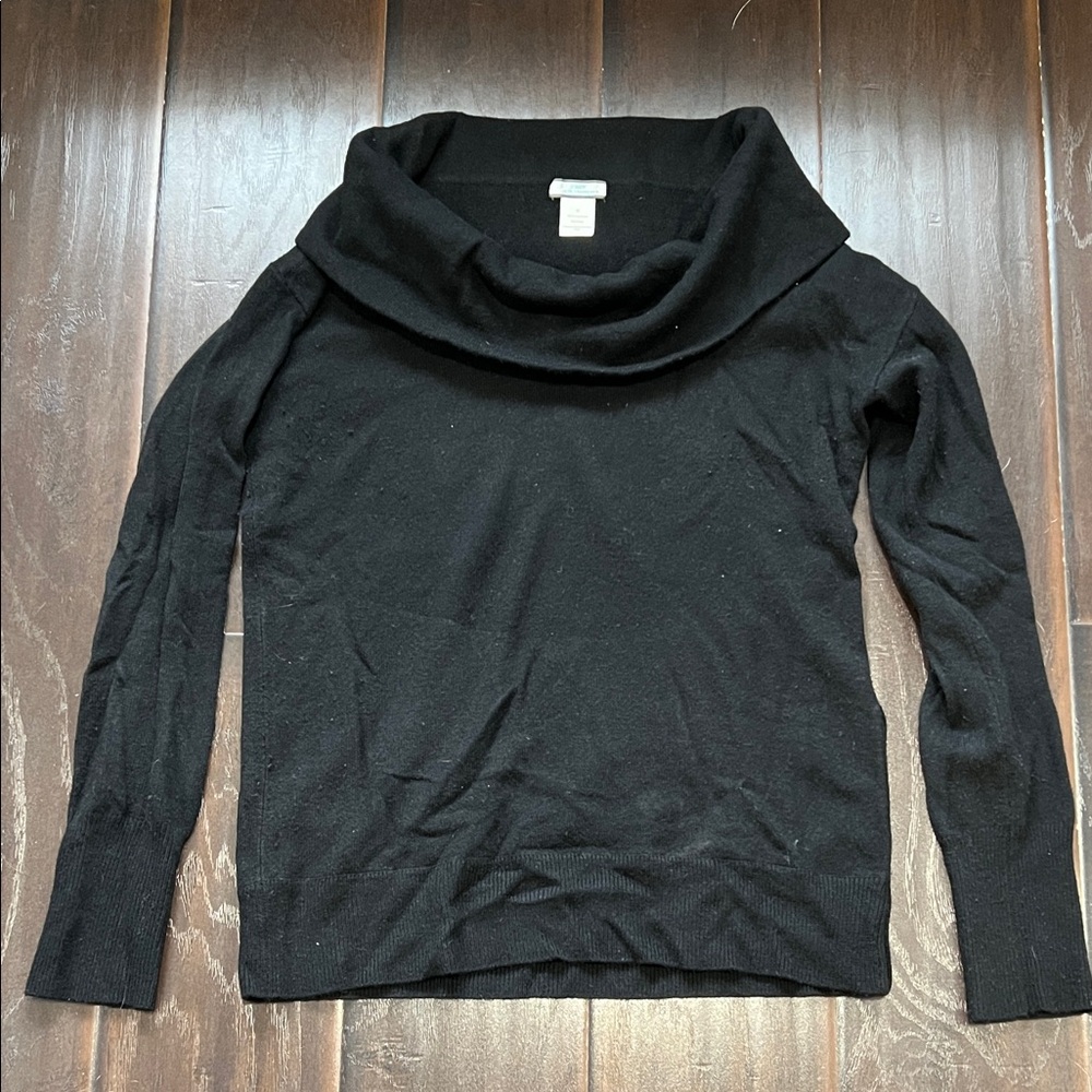 J. Crew Black Cowl Neck Cashmere Sweater, size M